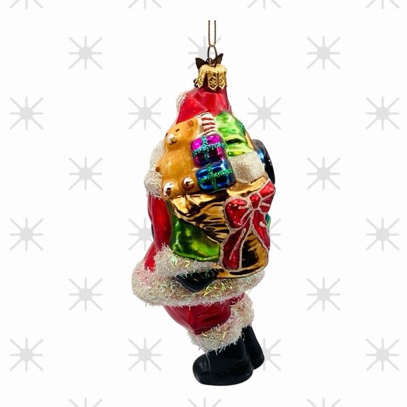 Fitz And Floyd 2008 Santa Glittered Christmas Ornament 6in 4in Hanger - Picture 5 of 7